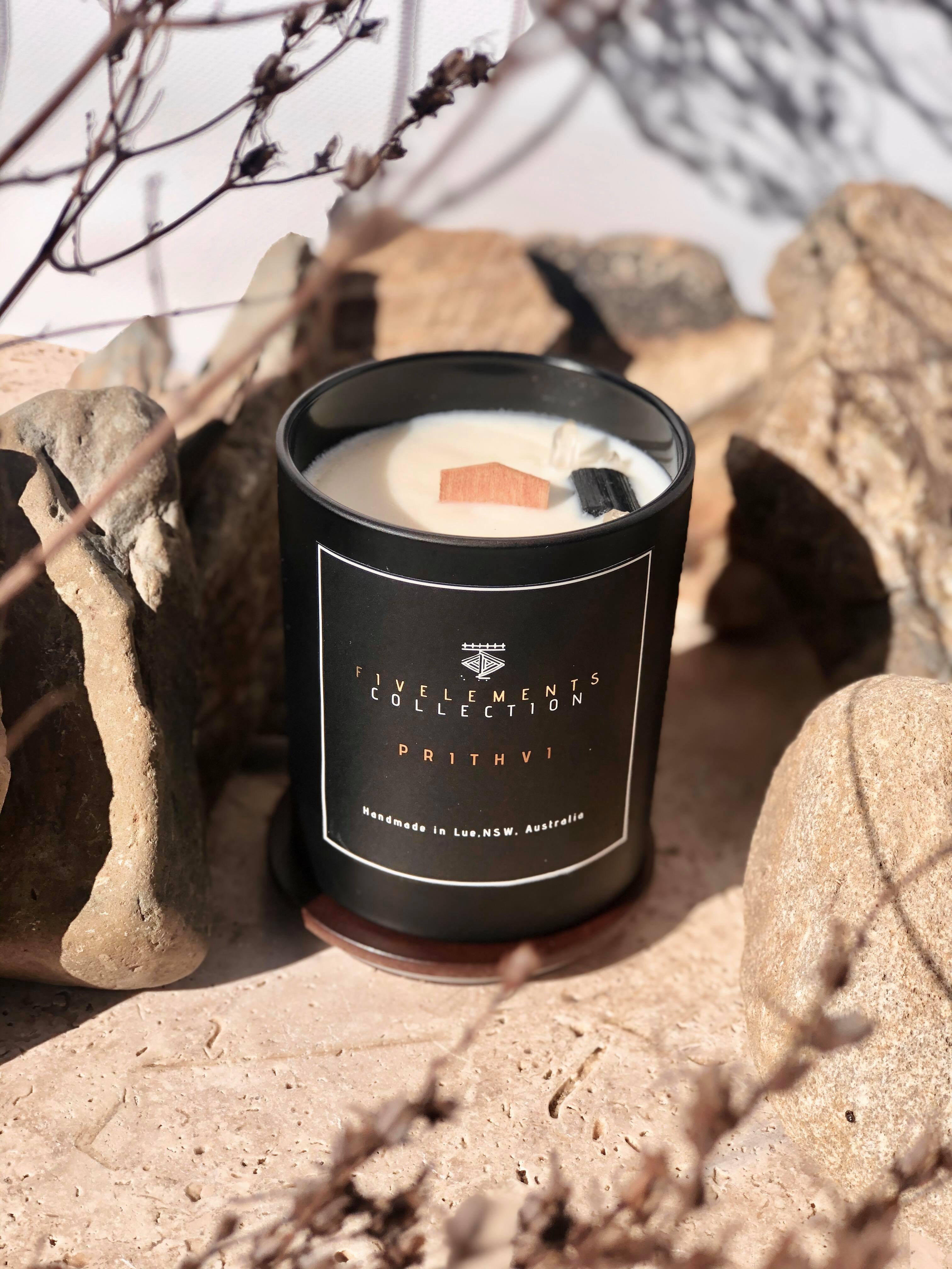 PRITHVI - Earth - Crystal Infused Candle